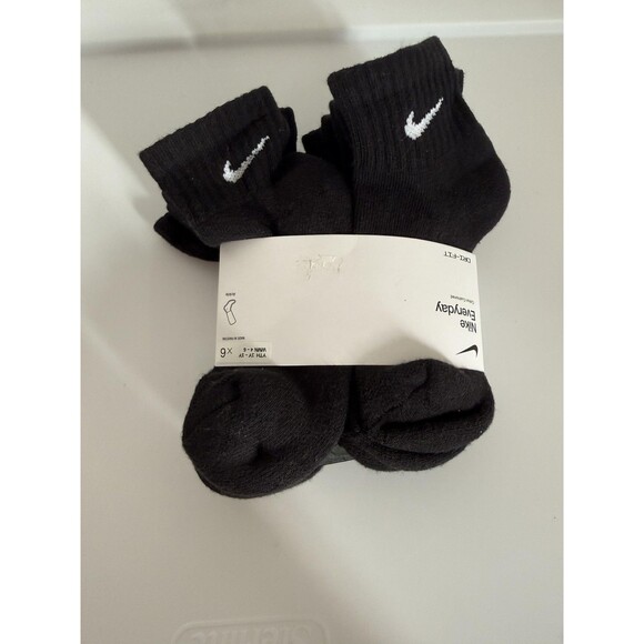 Nike Everyday Socks Womens Small Black Cushioned Dri Fit Ankle 6 Pairs - Picture 2 of 4